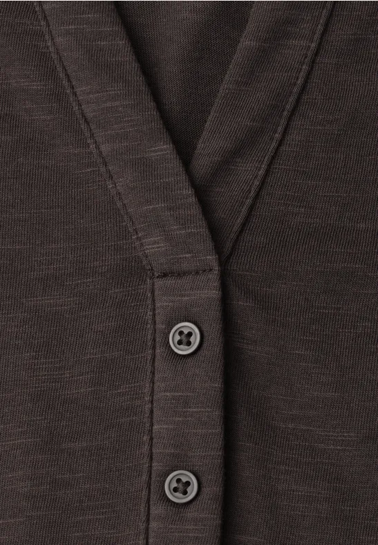 Chemise à épaules tombantes et col fendu espresso brown