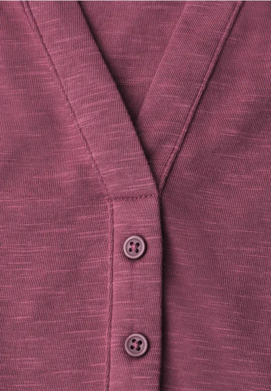 Lila gebreid vest met V-hals en knoopsluiting