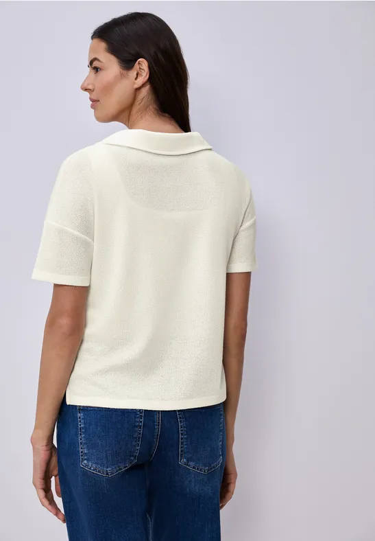 Kurzarm Poloshirt in Unifarbe off white