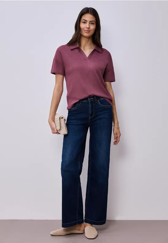 Kurzarm Poloshirt in Unifarbe dark clouded blush