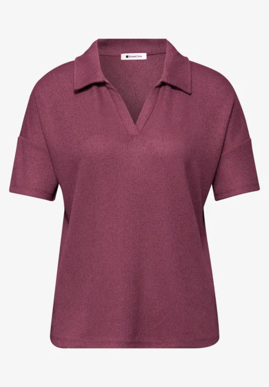 Kurzarm Poloshirt in Unifarbe dark clouded blush