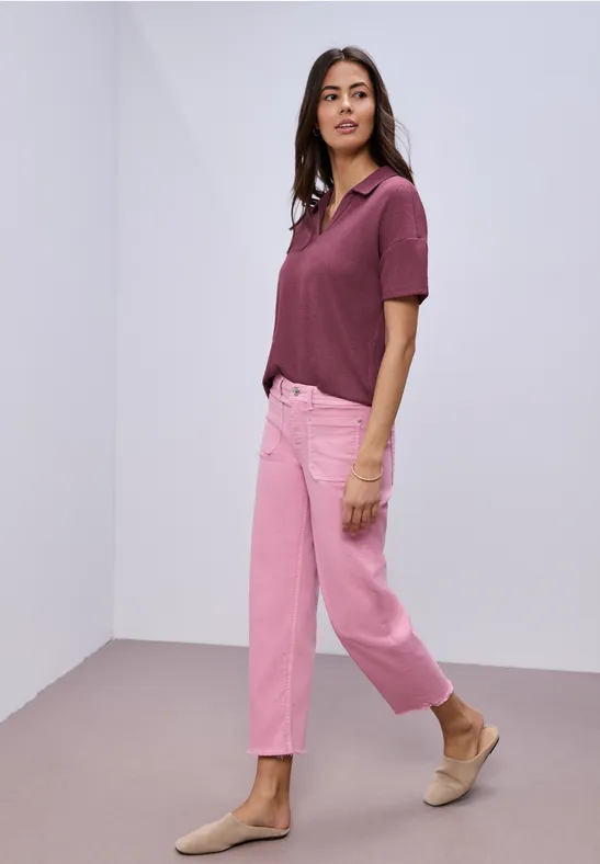 Kurzarm Poloshirt in Unifarbe dark clouded blush