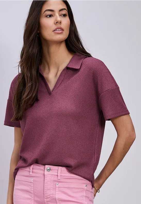 Kurzarm Poloshirt in Unifarbe dark clouded blush