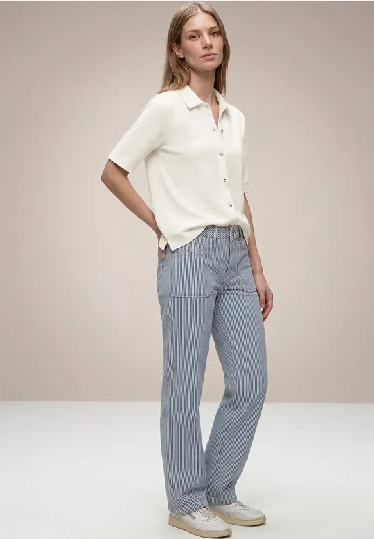 Kurzarm Shirt mit Knopfleiste off white