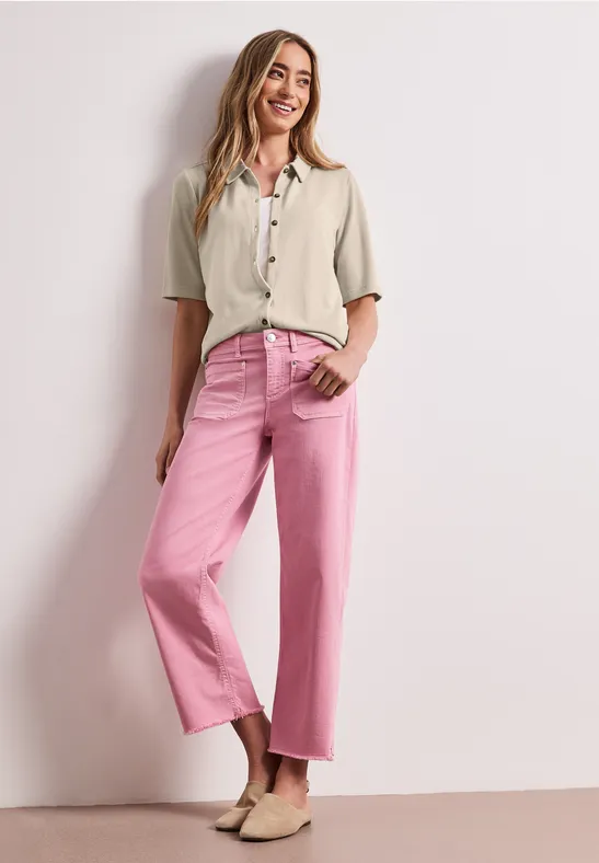 Kurzarm Shirt mit Knopfleiste moonstone sand