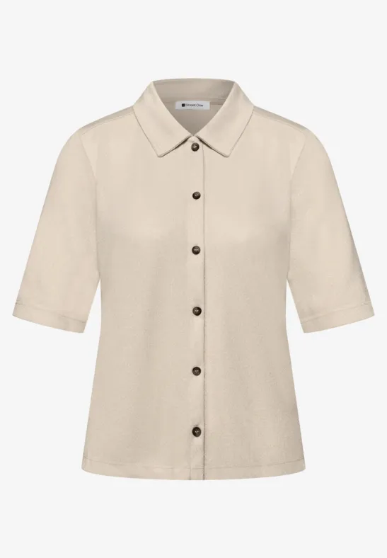 Kurzarm Shirt mit Knopfleiste moonstone sand