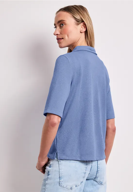 Kurzarm Shirt mit Knopfleiste drift blue