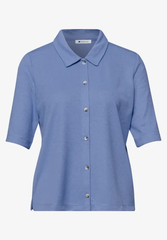 Kurzarm Shirt mit Knopfleiste drift blue