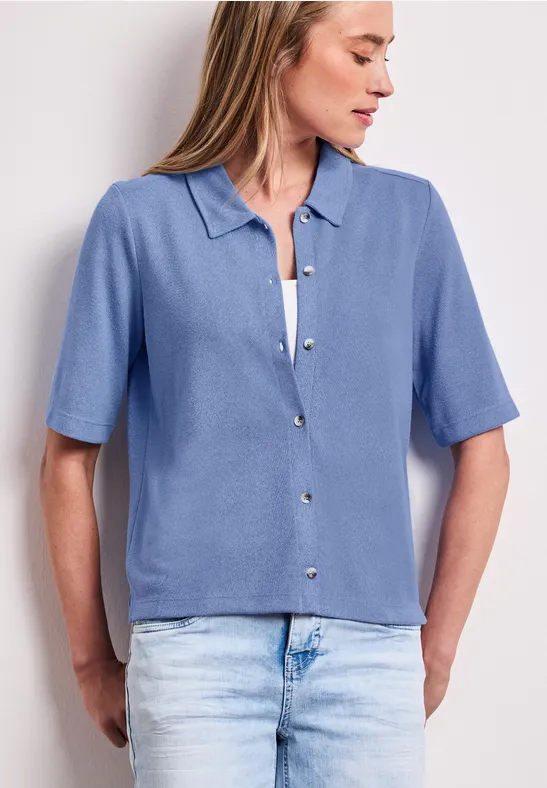 Kurzarm Shirt mit Knopfleiste drift blue