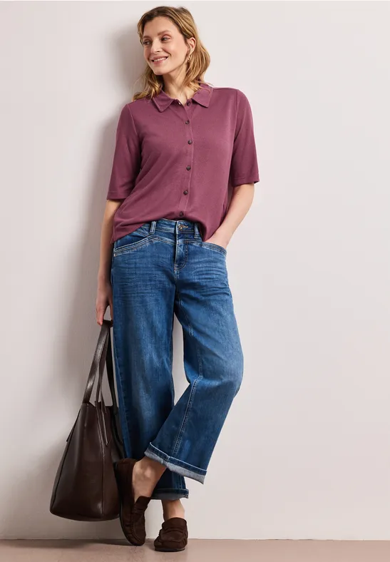 Kurzarm Shirt mit Knopfleiste dark clouded blush