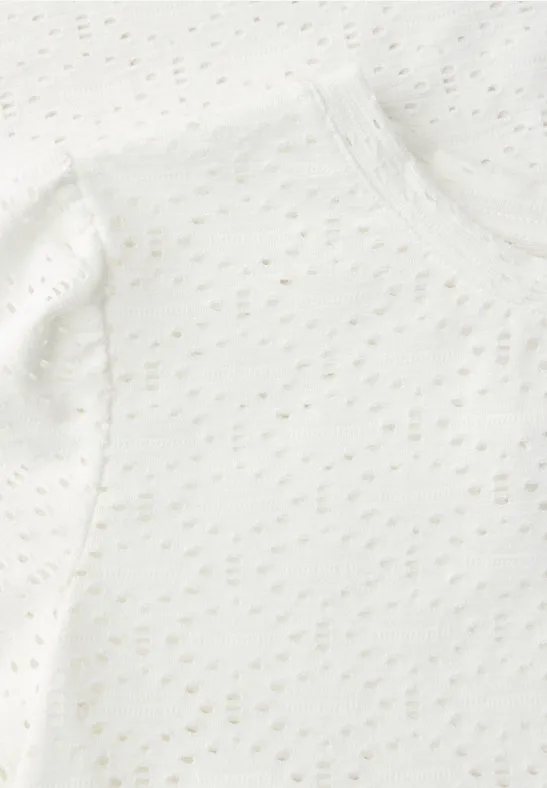 Kurzarm Shirt mit Rundhals aus Spitze off white