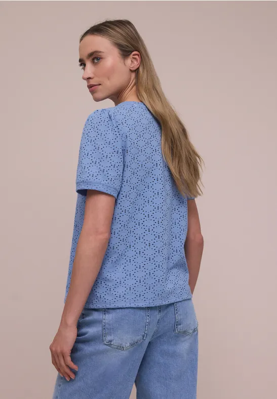Kurzarm Shirt mit Rundhals aus Spitze drift blue