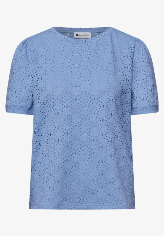Kurzarm Shirt mit Rundhals aus Spitze drift blue