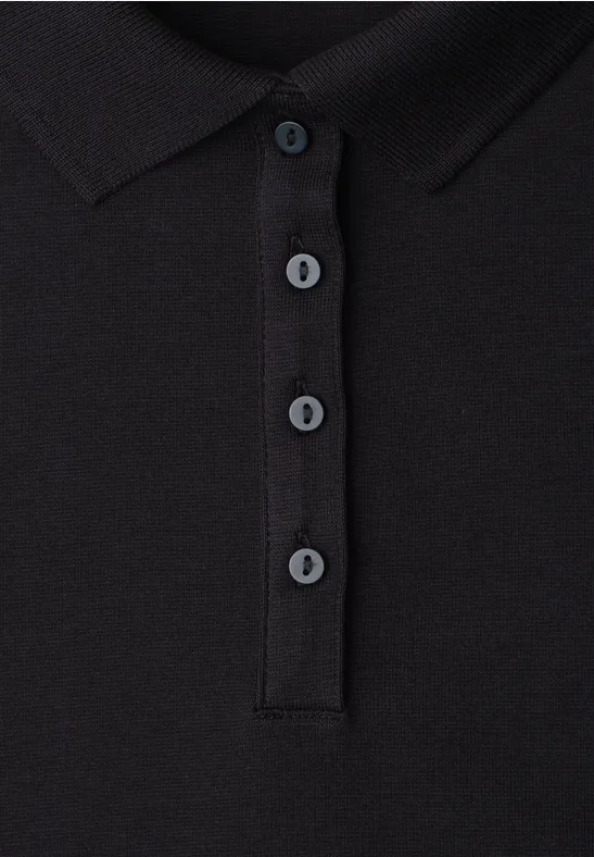 Schwarzes Poloshirt mit Knopfleiste und Kragen
