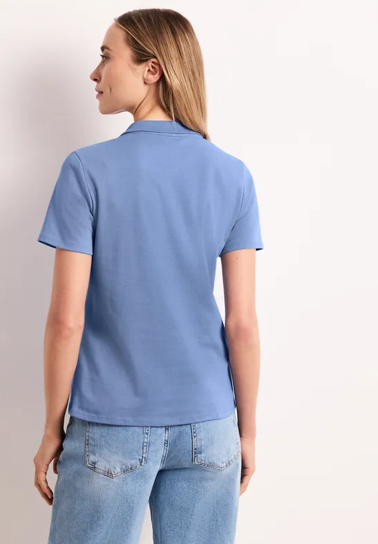 Kurzarm Poloshirt in Rippstruktur drift blue