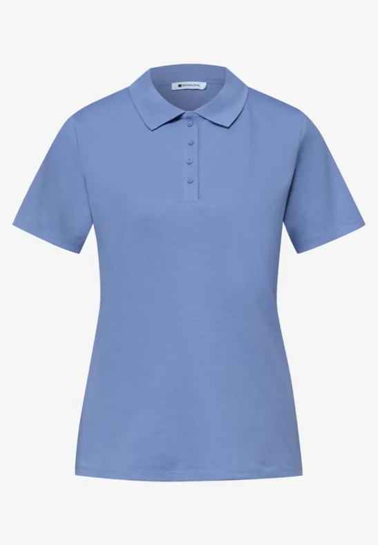 Kurzarm Poloshirt in Rippstruktur drift blue