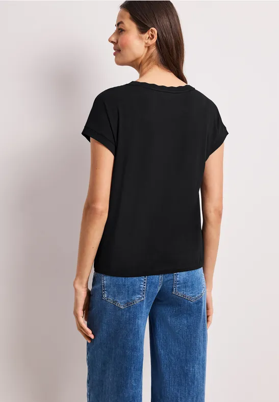 T-Shirt mit Rundhals und Deko-Tape Black