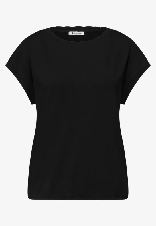 T-Shirt mit Rundhals und Deko-Tape Black