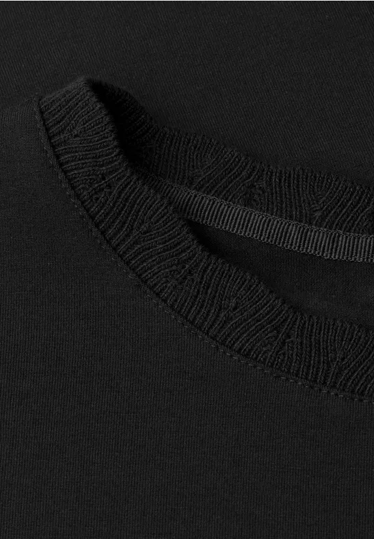 T-Shirt mit Rundhals und Deko-Tape Black