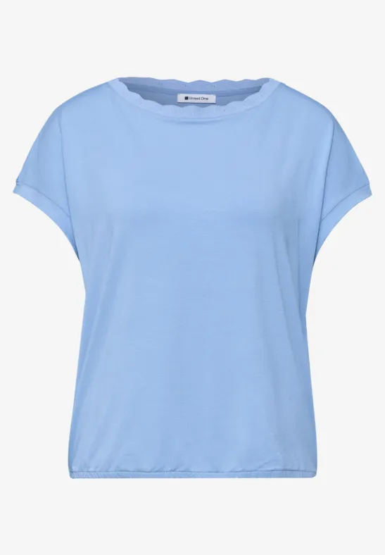 Shirt met ronde hals en decoratieve tape drift blue