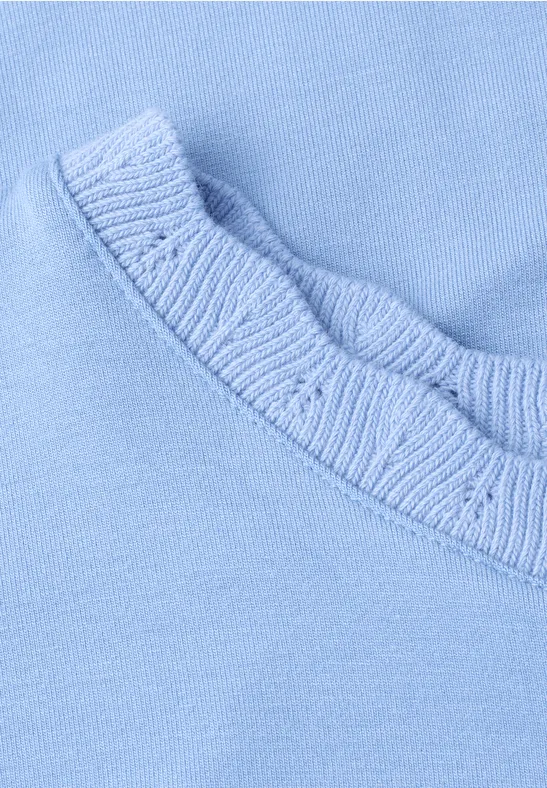 Shirt met ronde hals en decoratieve tape drift blue