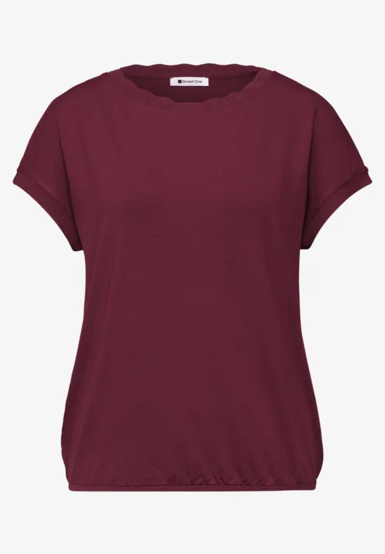 Shirt met ronde hals en decoratieve tape truffle red