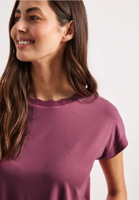 Shirt met ronde hals en decoratieve tape dark clouded blush