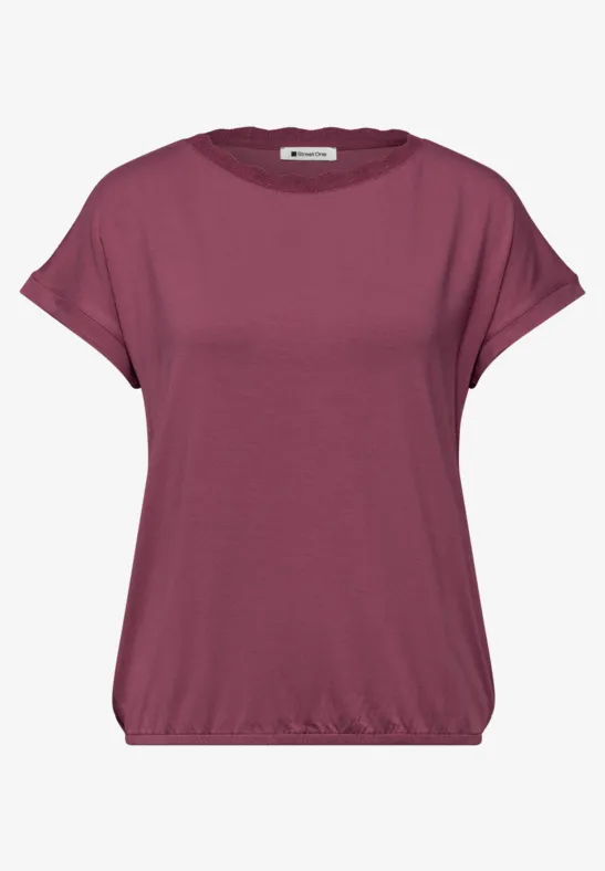 Shirt met ronde hals en decoratieve tape dark clouded blush