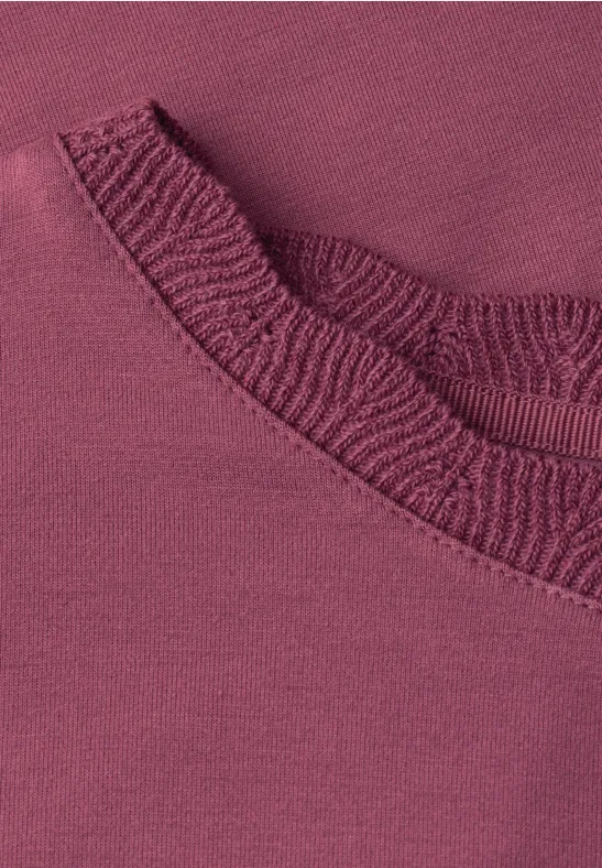 Shirt met ronde hals en decoratieve tape dark clouded blush