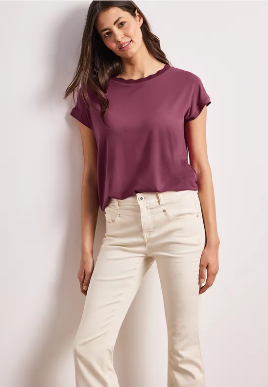 Shirt met ronde hals en decoratieve tape dark clouded blush