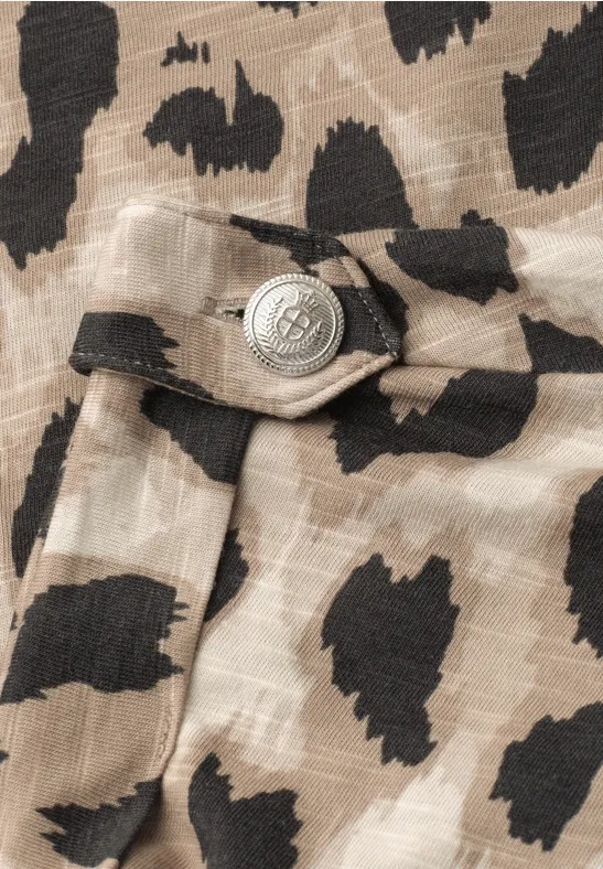 Chemise dropped shoulder avec motif léopard timeless beige