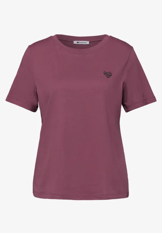 T-Shirt mit Rundhals und Herzdetail dark clouded blush