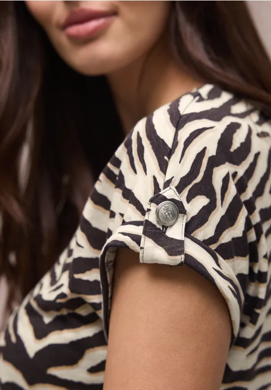 Shirt met ronde hals en knoopdetails espresso brown