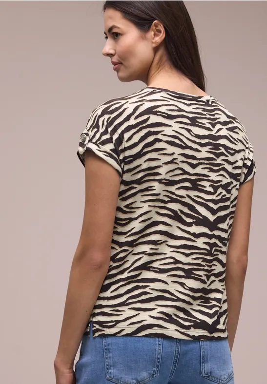 Shirt met ronde hals en knoopdetails espresso brown