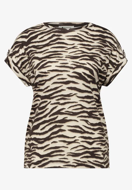 Shirt met ronde hals en knoopdetails espresso brown