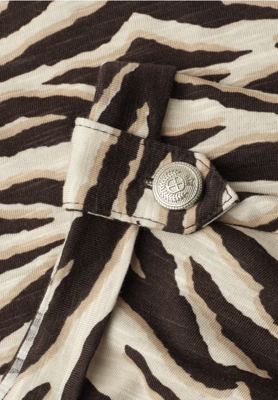 Shirt met ronde hals en knoopdetails espresso brown