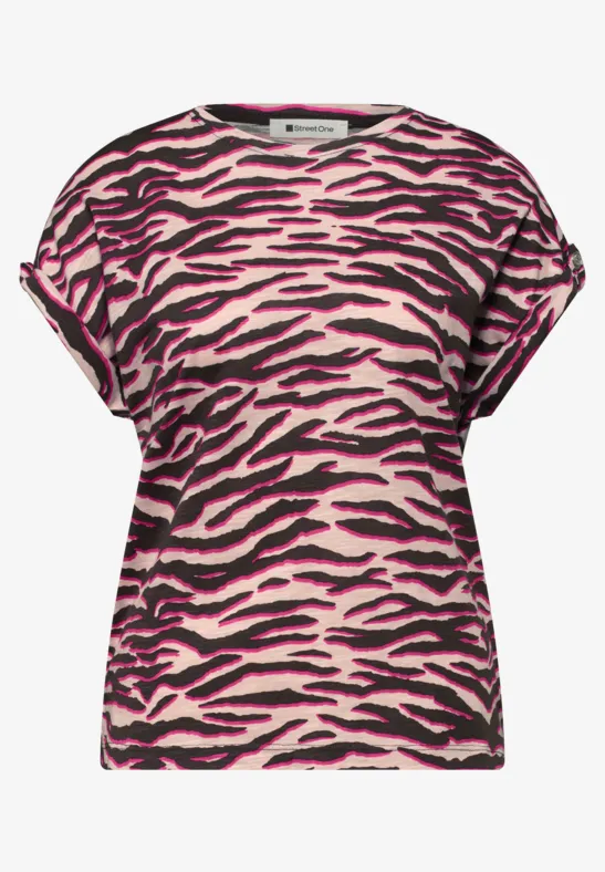 Shirt met ronde hals en knoopdetails minimal rose