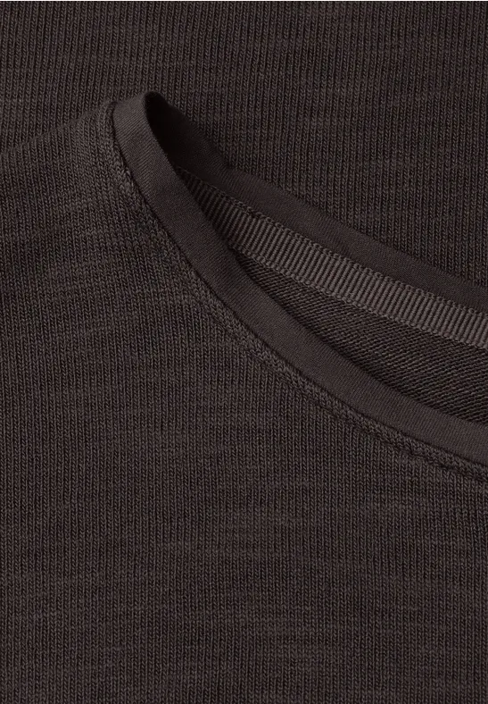 Kurzarm Shirt mit U-Boot-Ausschnitt espresso brown