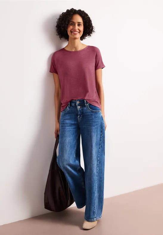 Shirt met korte mouwen en boothals dark clouded blush