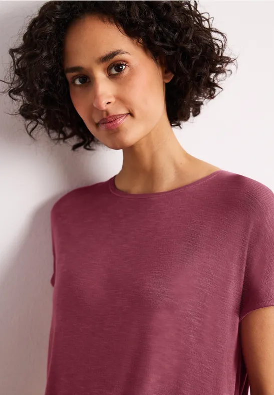 Shirt met korte mouwen en boothals dark clouded blush