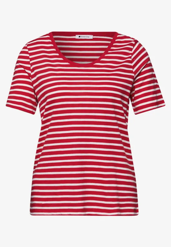 Shirt met ronde V-hals in een pak van 2 salsa red