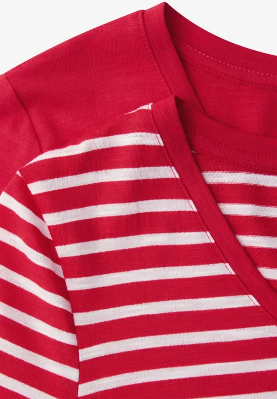 Shirt met ronde V-hals in een pak van 2 salsa red