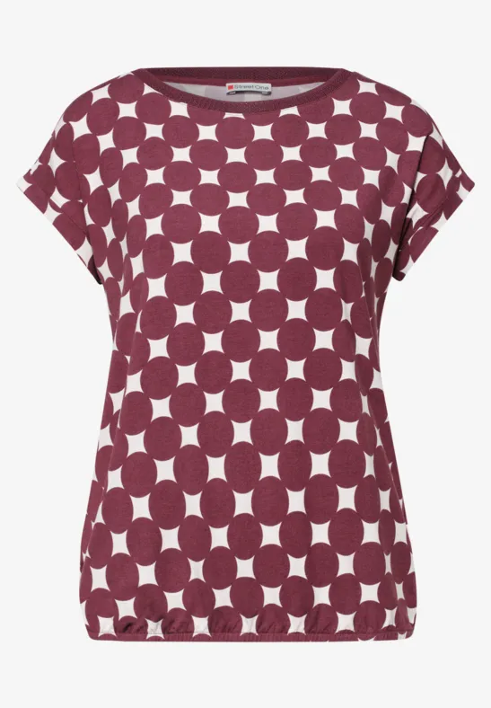 Shirt met boothals en print rustic rouge