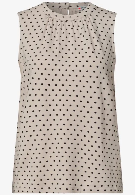 Débardeur beige à petits pois noirs