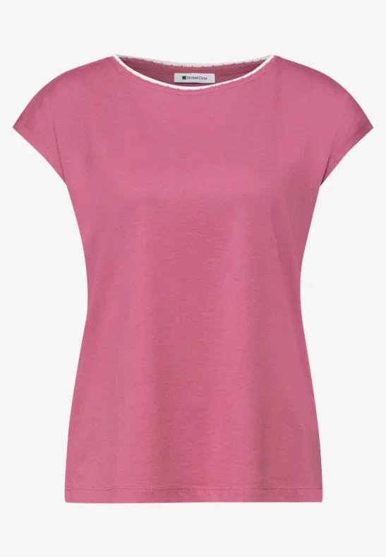 Roze dames T-shirt met korte mouwen en ronde hals
