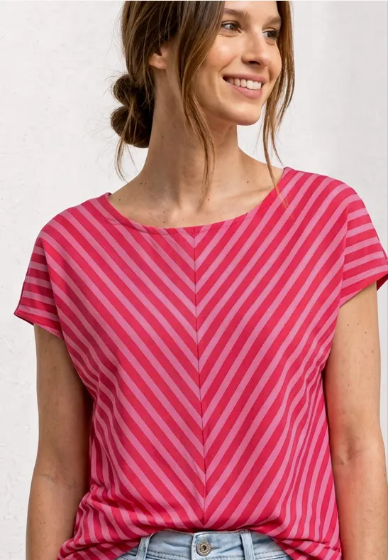 Kurzarm Shirt mit Streifenmuster salsa red