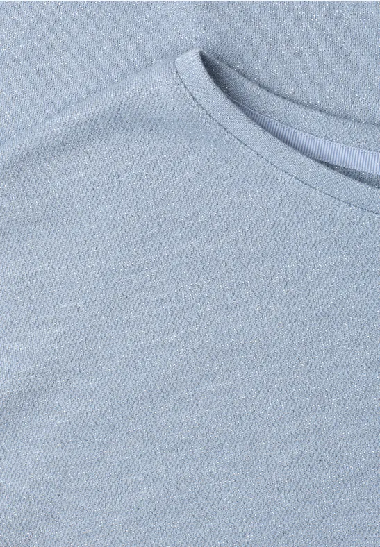 T-shirt bleu clair à texture fine et col rond