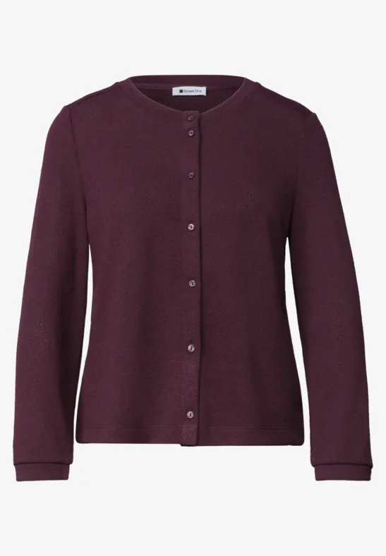 Bordeaux gebreid vest met ronde hals en knoopsluiting