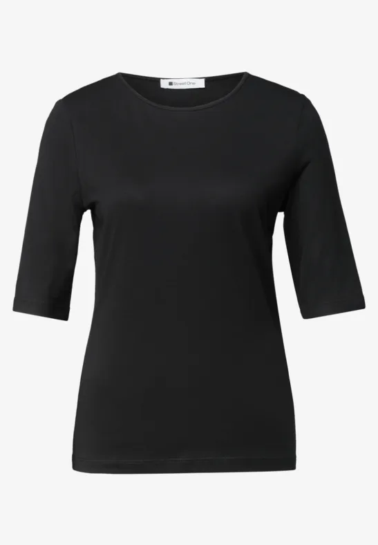 Schlichtes schwarzes T-Shirt mit halblangen Ärmeln