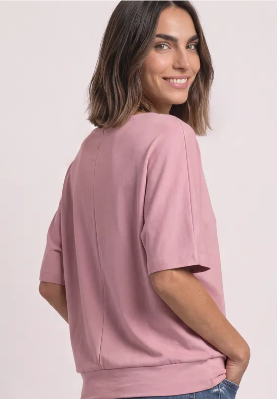 Street One Basic Shirt met boothals en elastische zoom
